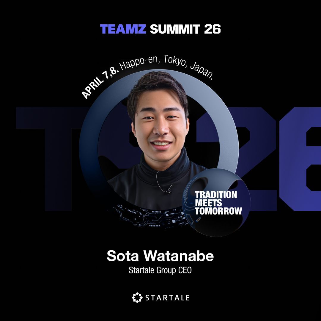 teamz_inc's tweet image. 🎉 TEAMZ Summit 2026 Speaker Announcement

🎤 Sota Watanabe  @WatanabeSota 
🔹 Startale Group CEO
🔹 Startale Group @StartaleGroup 

💼 Sota Watanabe is a pioneering force in the global Web3 ecosystem and one of Japan’s most influential tech entrepreneurs. As the Founder and CEO…