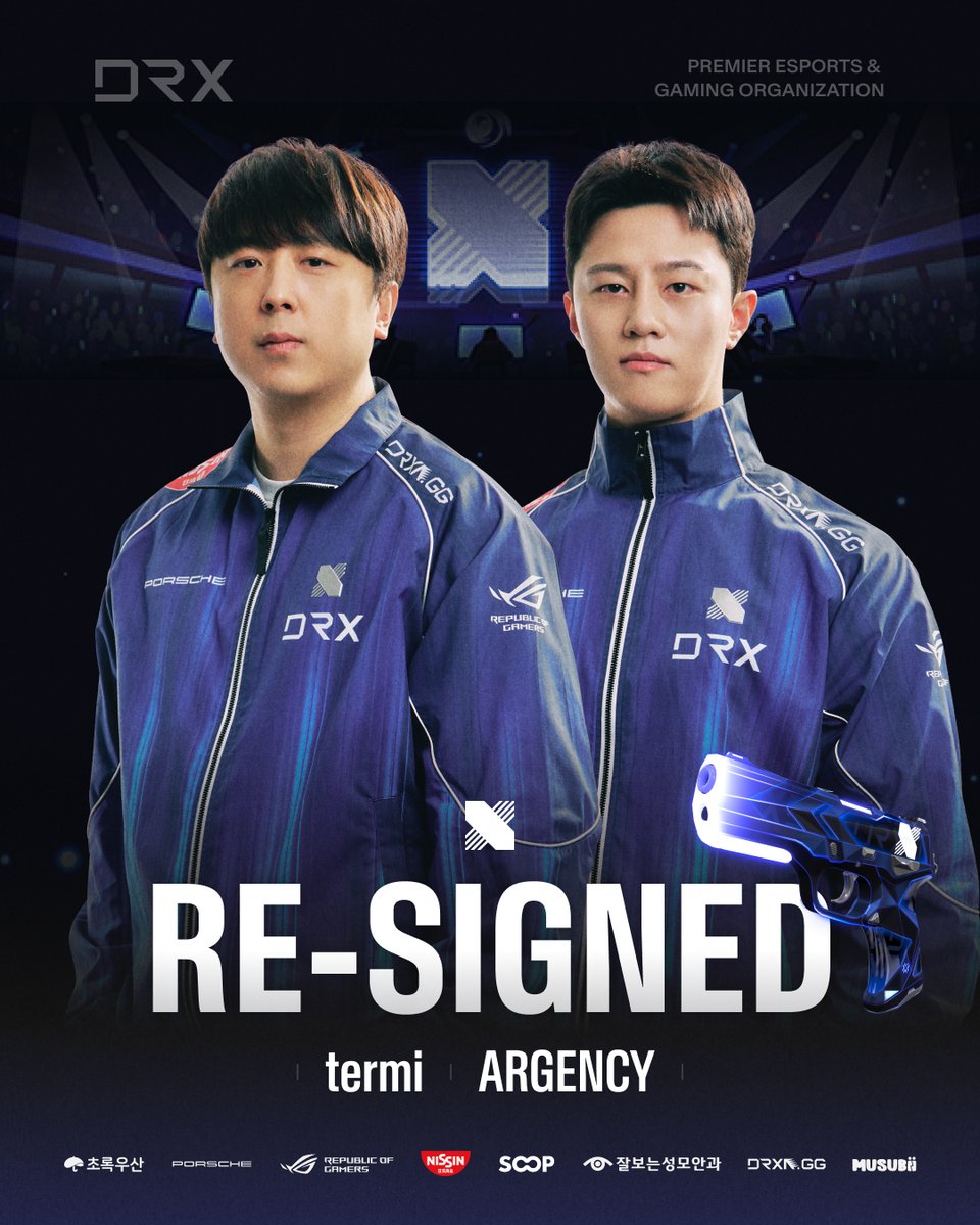 They aren't going anywhere.

We are ecstatic to announce that Head Coach <a href="/termi_kr/">DRX termi</a> and Coach <a href="/VS_ARGENCY/">ARGENCY</a> have officially re-signed their contracts with DRX until 2028.

#Unbreakables #AIM