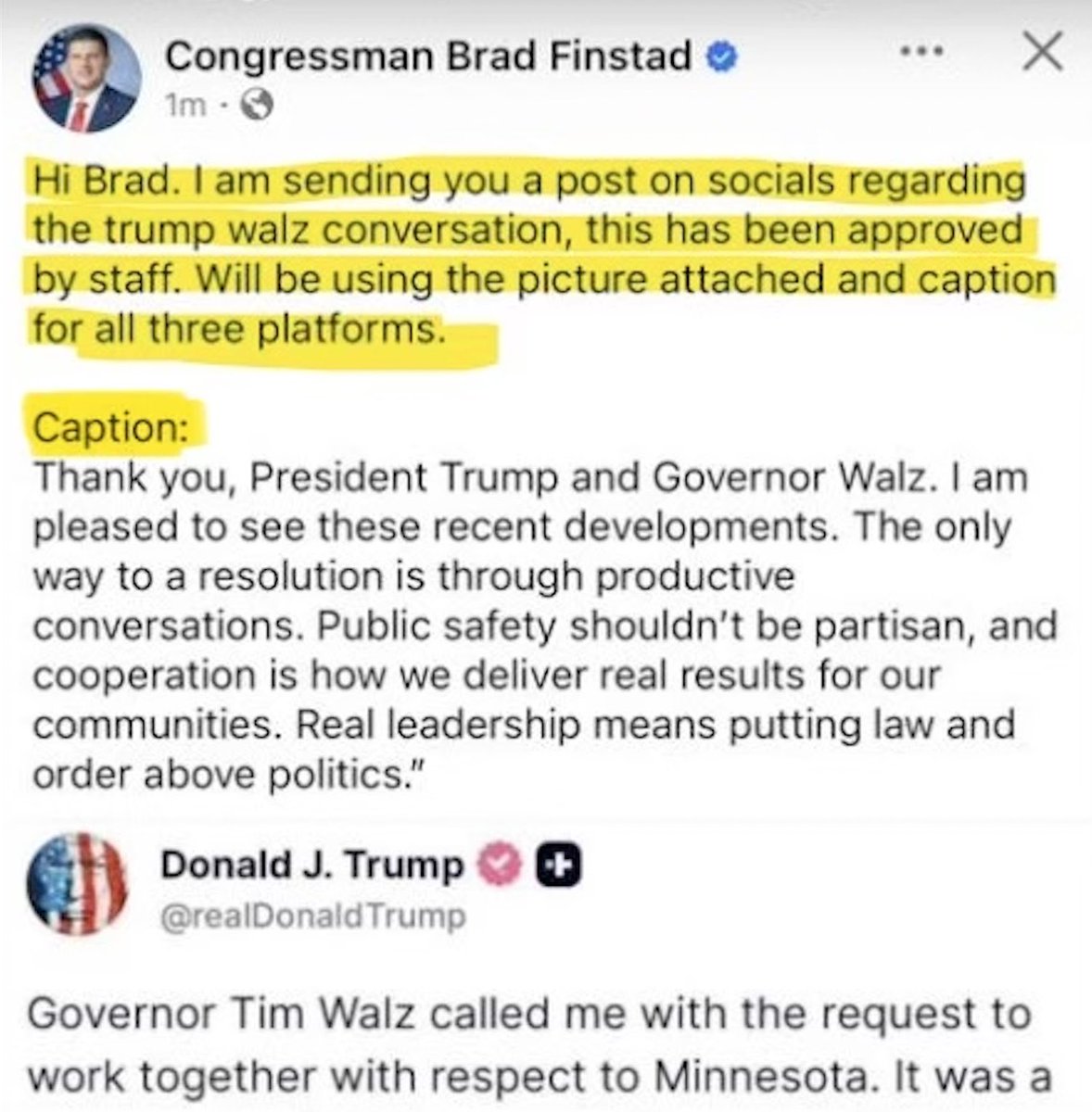 Proves that your Republican bootlicker in Congress are not acting as an independent branch.

They even get their social media posts from Trump team, praising Dear Leader and just copy paste it into the box.

Rubberstamp Republicans.