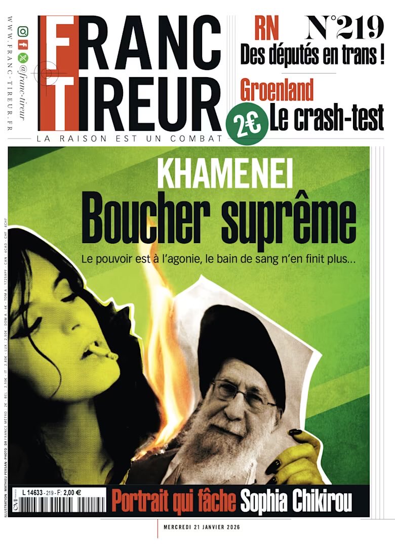Un bain de sang historique. 
Que nous avons mis en « une » chère <a href="/GeWoessner/">Géraldine Woessner</a>… 
<a href="/franctireurmag/">Franc-Tireur</a> 
👉 franc-tireur.fr/iran-le-renver…