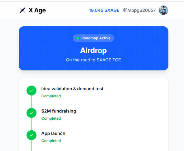 MbpgB20057's tweet photo. $XAGE Airdrop Guide  – Don’t Miss This! 

Your X (Twitter) account age = your power

Link your X account 
Complete simple social tasks  

Older X account = Bigger $XAGE allocation Early birds eat more 

join : https://t.co/mc18w3sRoR https://t.co/zc4tdbcdRF