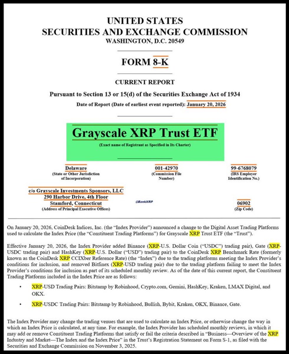 💥 BREAKING: GRAYSCALE HAS JUST FILED A NEW AMENDMENT FOR ITS $XRP TRUST  WITH THE SEC.