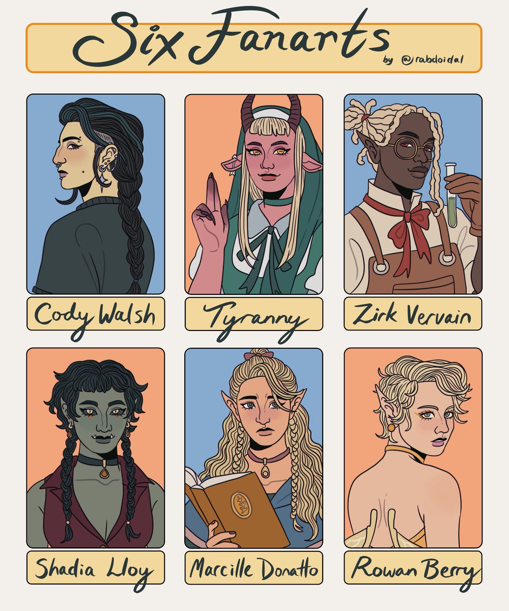 Rabdoidal's tweet photo. another 6 fanarts, this time from twitter! commissions are open, more info in my pinned 🕺
#dimension20 #critrole #naddpod #dunmeshi
🎨 kofi link if you’re feeling generous 🎨 >> https://t.co/mKhKLBckQJ https://t.co/pnWN6cIsUs