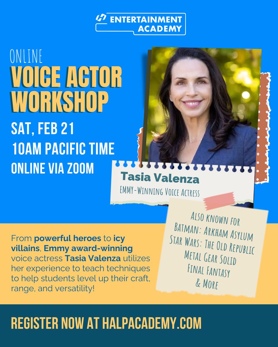 TasiaValenza's tweet photo. Here's my next opportunity to Give Great Voice together with the @thehalpnetwork and teach you the art of self-confident communication in your real life roles and your make-believe roles! 

#voiceoverclass #thehalpnetwork #tasiavalenza #givegreatvoice #voiceactor https://t.co/CGB79BK3KF