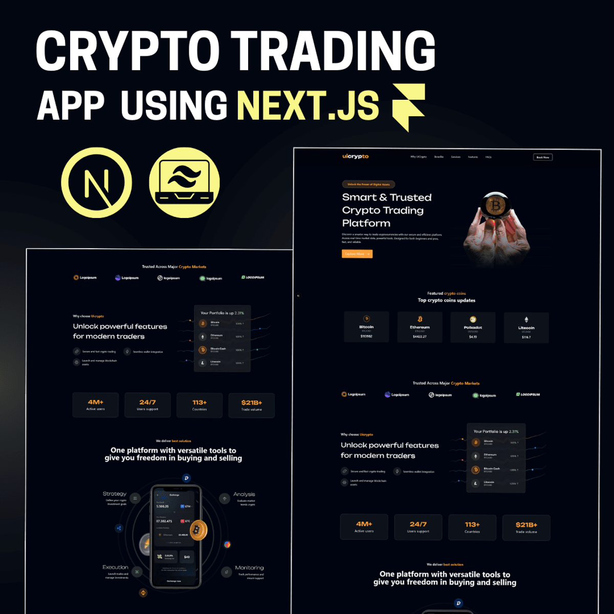 🚀 Just launched a Responsive Crypto Currency Website Template built with  Next.js + Tailwind CSS Perfect for crypto startups, dashboards, and Web3  projects ⚡ Support the project here 👇 👉 https://t.co/1KpmfBQljn #NextJS #