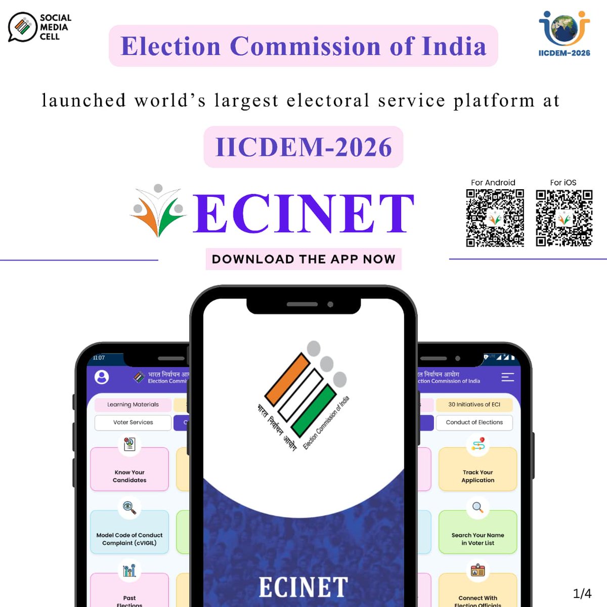 ECISVEEP's tweet photo. 𝐄𝐂𝐈 𝐥𝐚𝐮𝐧𝐜𝐡𝐞𝐝 𝐄𝐂𝐈𝐍𝐄𝐓

The world’s largest electoral service platform launched at the India International Conference on Democracy and Election Management (IICDEM-2026)

#ECI #ECINET #IICDEM2026 https://t.co/JvIxI3y9Jy