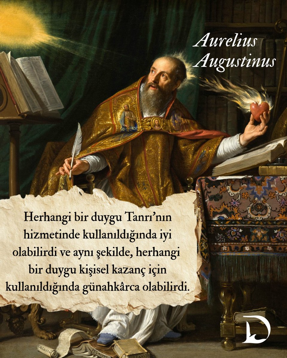 Diplomatkitap's tweet photo. Tanrı’nın sevgi olduğu fikri doğrudan Augustinus’tan gelmektedir. Augustinus aynı zamanda, İsa’nın çarmıha gerilmesinin erken dönem Hıristiyanlarının inandığı gibi bir kanlı kurban değil, bir saf lütuf ve sevgi eylemi olduğu düşüncesinin de kaynağıdır. https://t.co/fXUP4QOZj3
