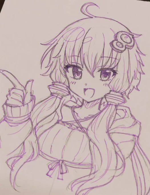 今日のらくがき 紫ペン使いたくて思い浮かんだのはゆかりさんでした