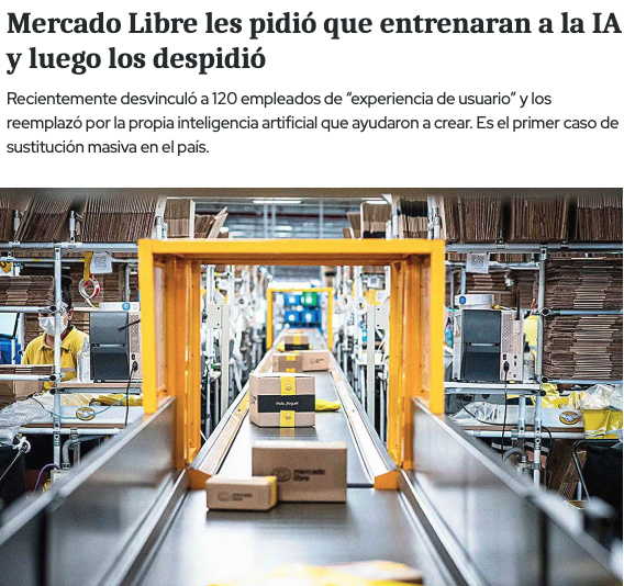 marcvidal's tweet photo. MercadoLibre confirmó recortes en el área de Experiencia de Usuario (UX) como parte de una reestructuración interna. 
Más de un centenar de empleados fueron despedidos tras meses de impulso a herramientas como Gemini y GPT, utilizadas para redacción, ideación creativa y diseño de flujos digitales. 
El objetivo es ganar agilidad, reducir costos y competir en un entorno regional cada vez más presionado. 
En este nuevo esquema, la IA dejó de ser un apoyo para convertirse en un eje central de la operación.