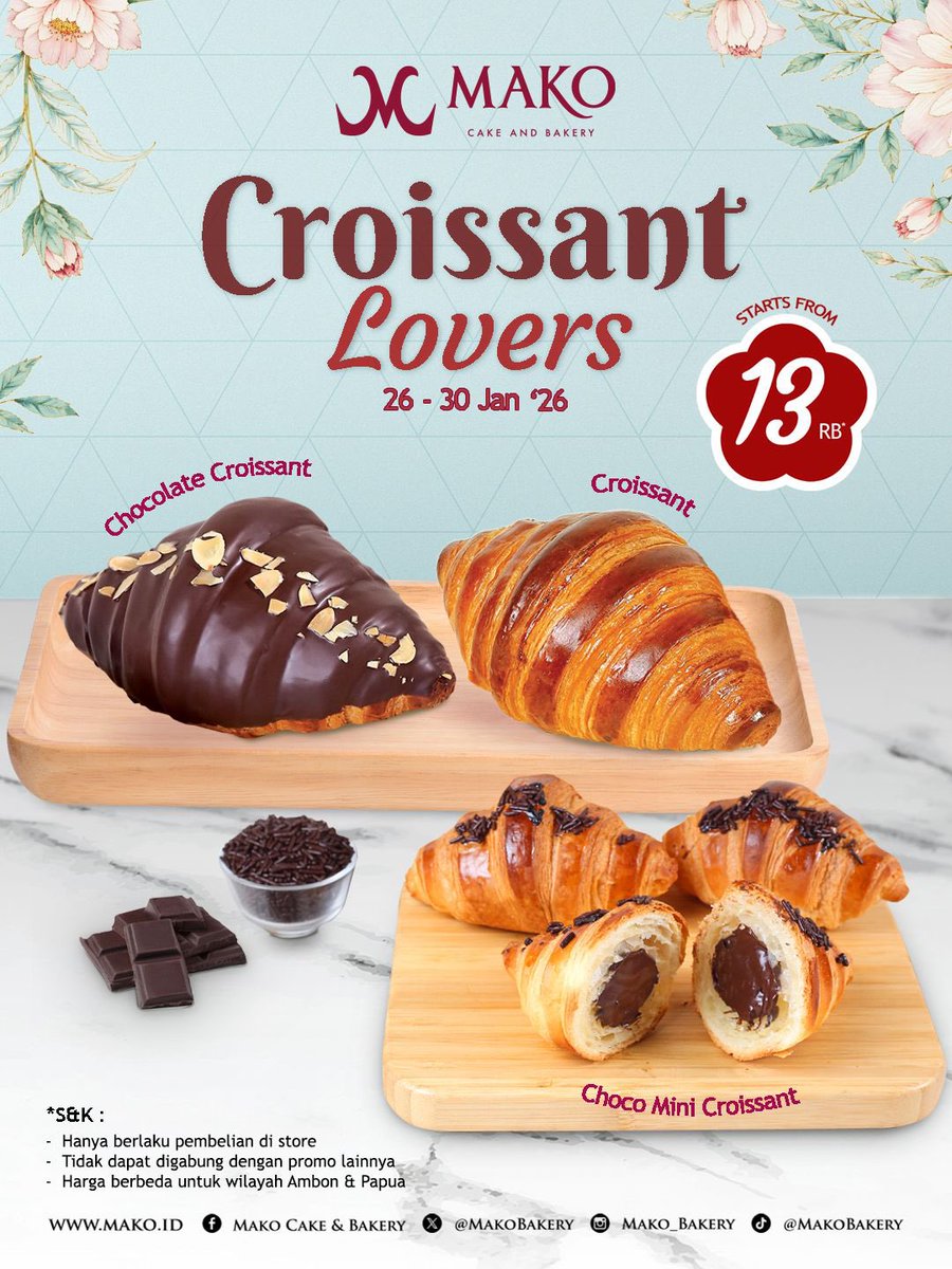 It’s time to treat yourself 🥐✨

Enjoy the Croissant Lovers deals at MAKO start from 13K with authentic buttery flavors and made to be enjoyed anytime!

Hurry, this promo is valid until January 30th! Visit MAKO Store at Ground Floor, Galeria Mall and pick your favorites! 💛