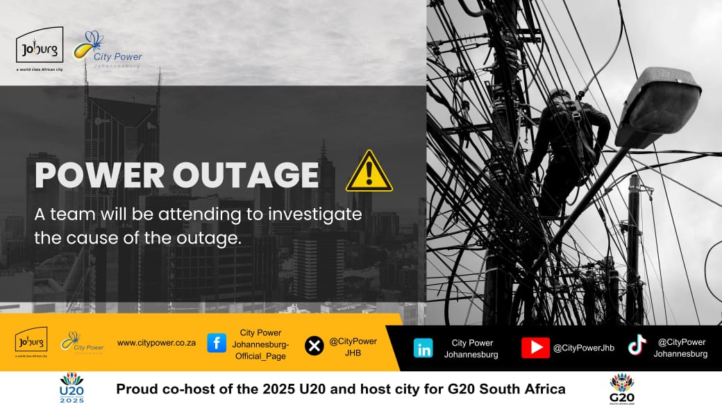 #CityPowerUpdates #CityPowerOutages #RandburgSDC 

We are aware of a power outage affecting customers in Cresta, Darrenwood, Jacanlee, Robin Hills,
Robindale, Robin Acres, Linden Ext and surrounding areas. 

Operators have been notified and will be dispatched to investigate the