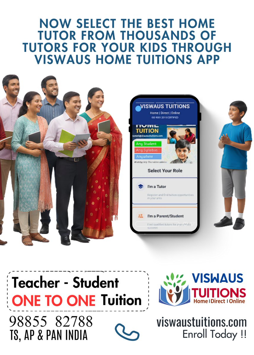 viswaus's tweet photo. Find the Best Home Tutor for Your Child Anytime, Anywhere!

📞 Call: 98855 82788 |  Enroll Today!
🌐 Visit: https://t.co/8pdW2LQGkR

#ViswausTuitions #HomeTuitions #OnlineTuitions #PrivateTutor
#OneToOneTuition #EducationIndia #ParentingIndia
#StudentLife #CBSE #ICSE https://t.co/uTLG6YyNcA