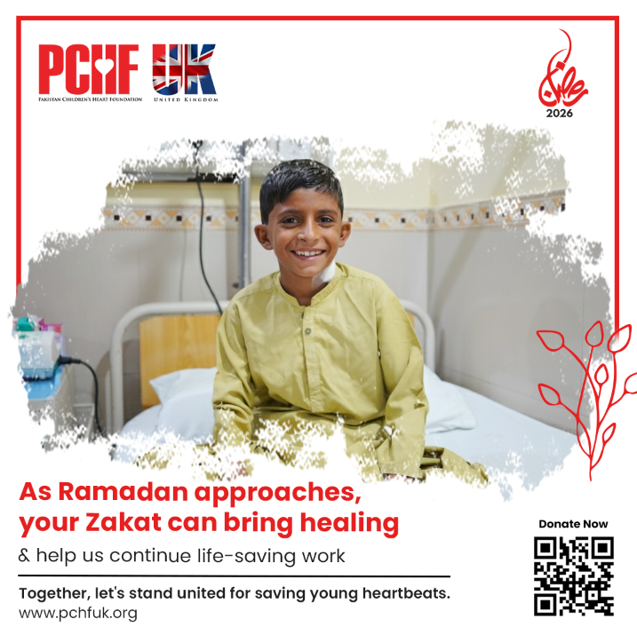 pchfukofficial's tweet photo. This Ramadan, let your #Zakat be a source of hope. Support #PCHFUK in saving lives of children born with #CHD in Pakistan. Through us, you can bring healing &amp; continue life-saving work. #Ramadan2026
#Donate: https://t.co/MQRvbqbKHP
#UnitedForSavingYoungHeartBeats
@captainmisbahpk https://t.co/A8pgDWX14z