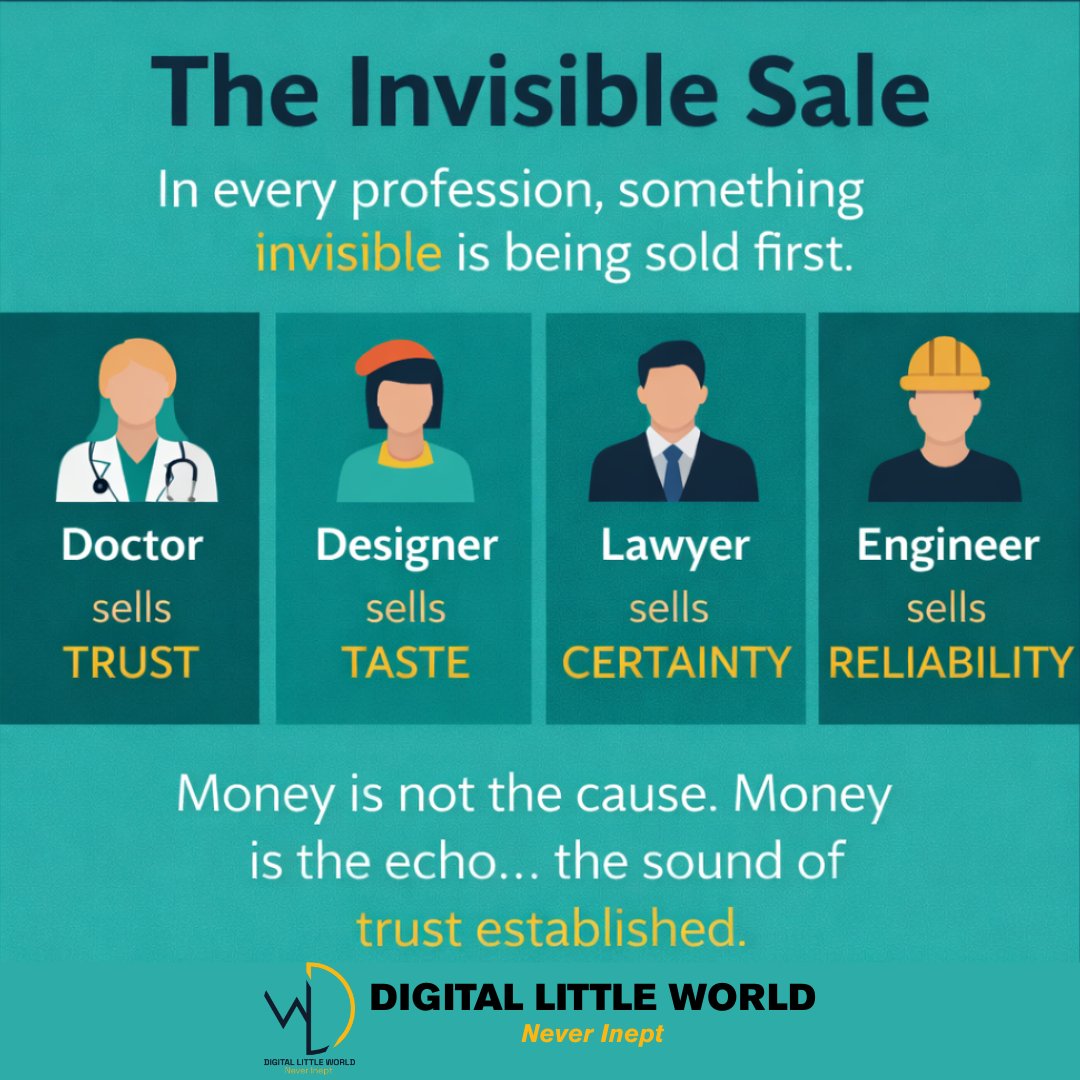 littleworldcorp's tweet photo. The Invisible Sale

Most people think selling starts when money enters the conversation.
That’s already too late.

Selling begins long before the invoice.
Long before the pitch.
Long before the price. https://t.co/MMIQj40FeZ