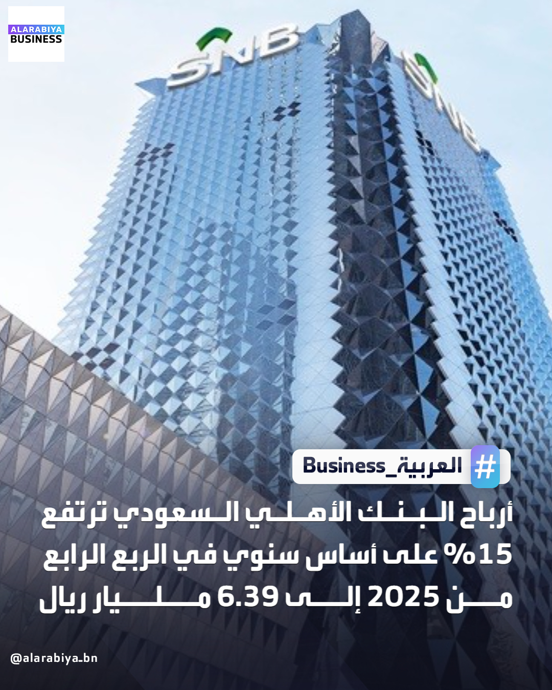 أرباح البنك الأهلي السعودي ترتفع 15% على أساس سنوي في الربع الرابع من 2025 إلى 6.39 مليار ريال _Business 