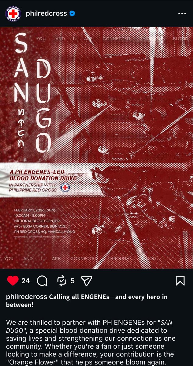 ddeonumiese's tweet image. Official communication from the Philippine Red Cross is out!

Make sure to like, share, and tag your friends to help spread the word ❤️

We will be accepting WALK-INS, so non-ENGENEs are welcome too!

PRC FB post:
facebook.com/share/p/17wSLM…

PRC IG post:
instagram.com/p/DT__y7sE3-o/……