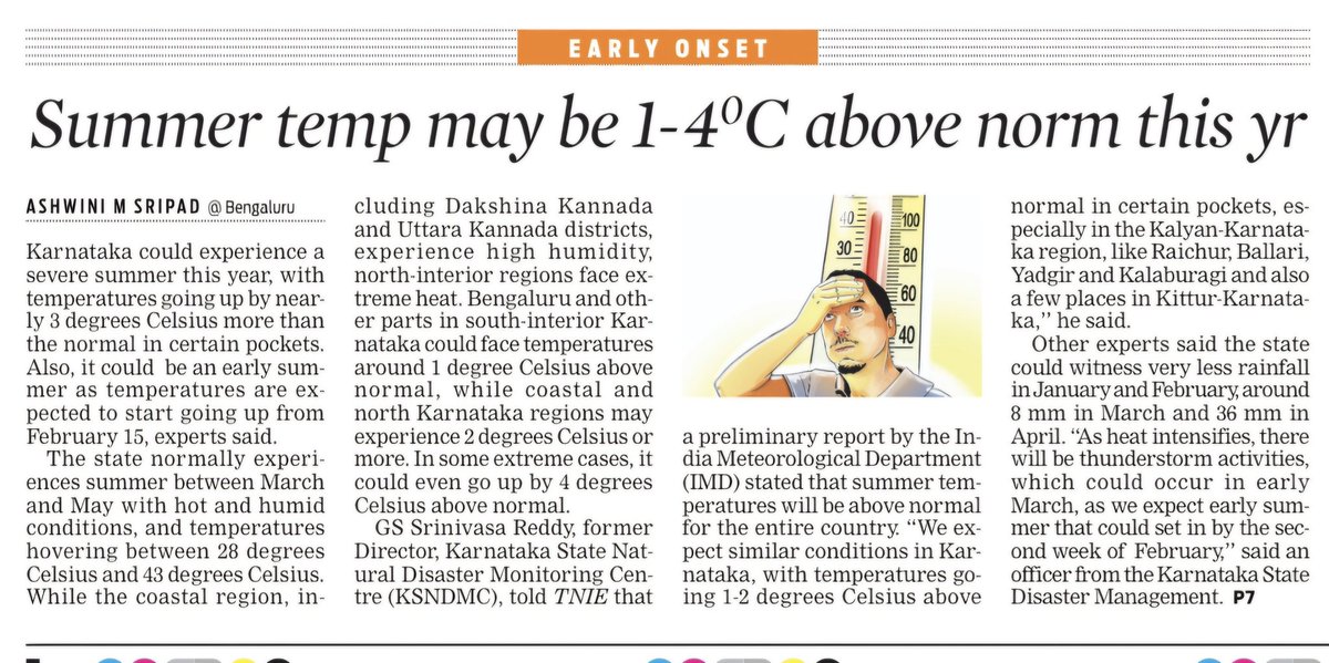 Karnataka could experience a severe summer this year, with temperatures going up by nearly 3 degrees Celsius more than the normal in certain pockets. Also, it could be an early summer as temperatures are expected to start going up from Feb 15, experts said newindianexpress.com/states/karnata…