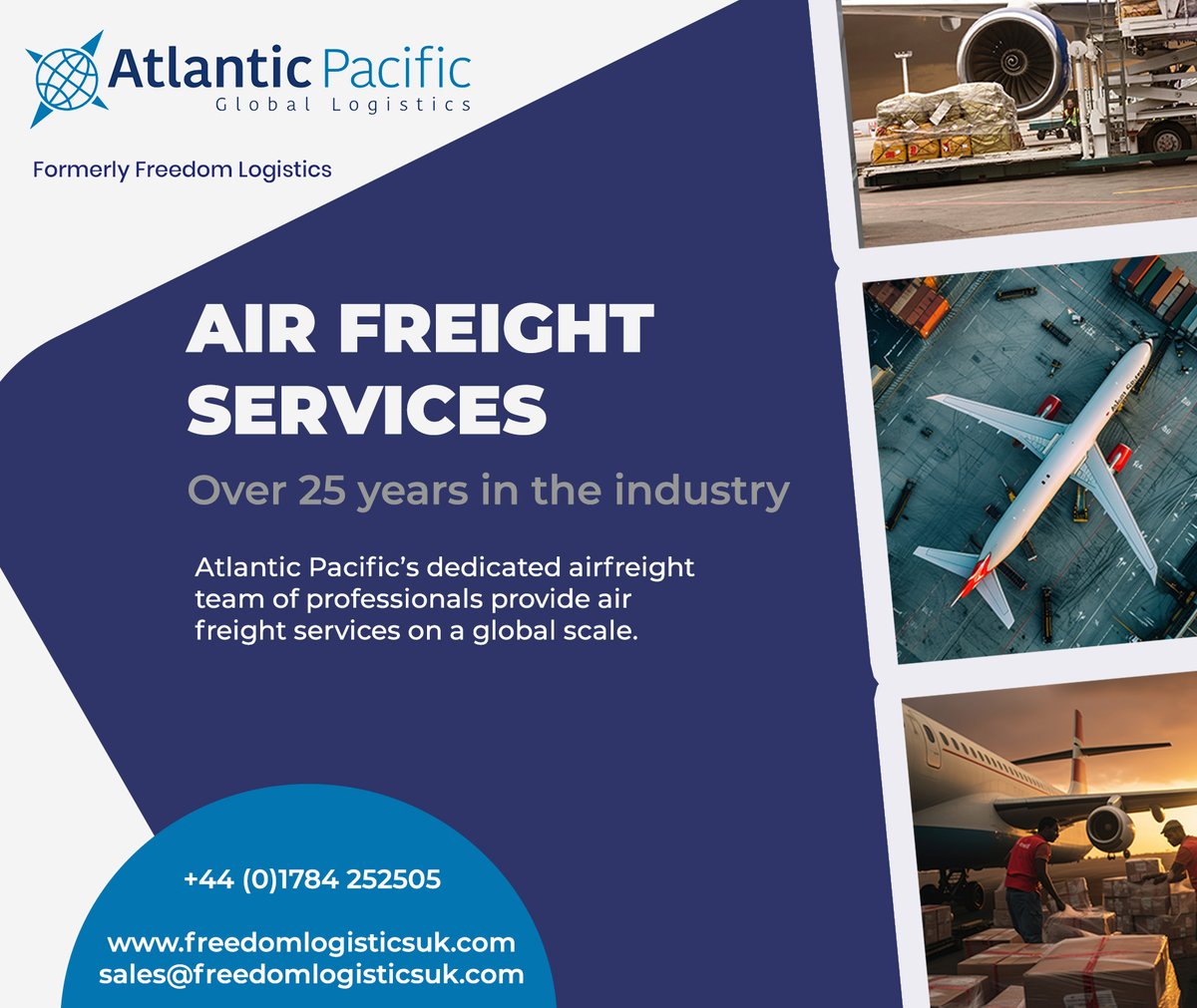 Freedom's business activities have now been transferred to Atlantic Pacific Global Logistics - providing air freight solutions for over 25 years.
freedomlogisticsuk.com
#airfreight  #logistics  #FreedomLogistics  #AtlanticPacific