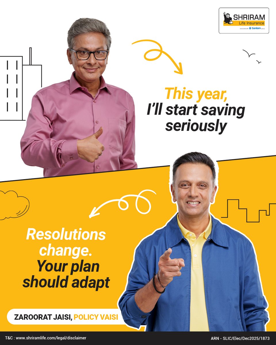 ShriramLifeIns's tweet image. New year. New goals. Smarter savings.
Because when life changes, your plan should too.
Start protecting what matters today.

#shriramlifeInsurance #insuranceforall #Zarooratjaisipolicyvaisi #NewYearGoals #SmartSavings #FinancialSecurity #LifeInsurance #SecureFuture #PlanAhead