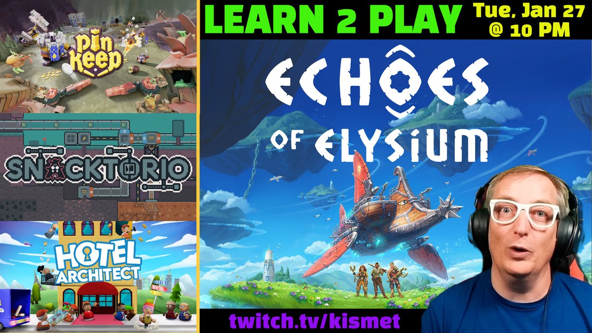 KismetBP's tweet photo. Stream Override > Tuesday Jan 27th @ 10 PM ET
Learn 2 Play MEGA Fun ♥️ #indiegame
#giveaway 🎁
https://t.co/b2pRbQZZyw
1) #PinKeep - https://t.co/EwIqvaWrjW
2) #Snacktorio - https://t.co/IRezXG6mbW
3) #hotelarchitect - https://t.co/jnRJGnC3BK
And Featuring: #EchoesOfElysium - https://t.co/CRegVYoIJ7
@okomotive @tngineers @_HotelArchitect
@LoricGames #sponsored #EchoesLaunch #SurvivalRPG #EarlyAccess