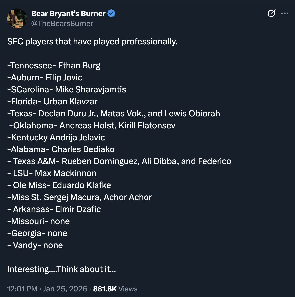 epzilla's tweet image. Ah, you must admit, he got us there. That sure is a long list! I wonder how long the list would be if we pared it down to "Guys who were ruled ineligible, then filed a lawsuit and had a hometown judge issue a temporary restraining order to be allowed to play anyway"