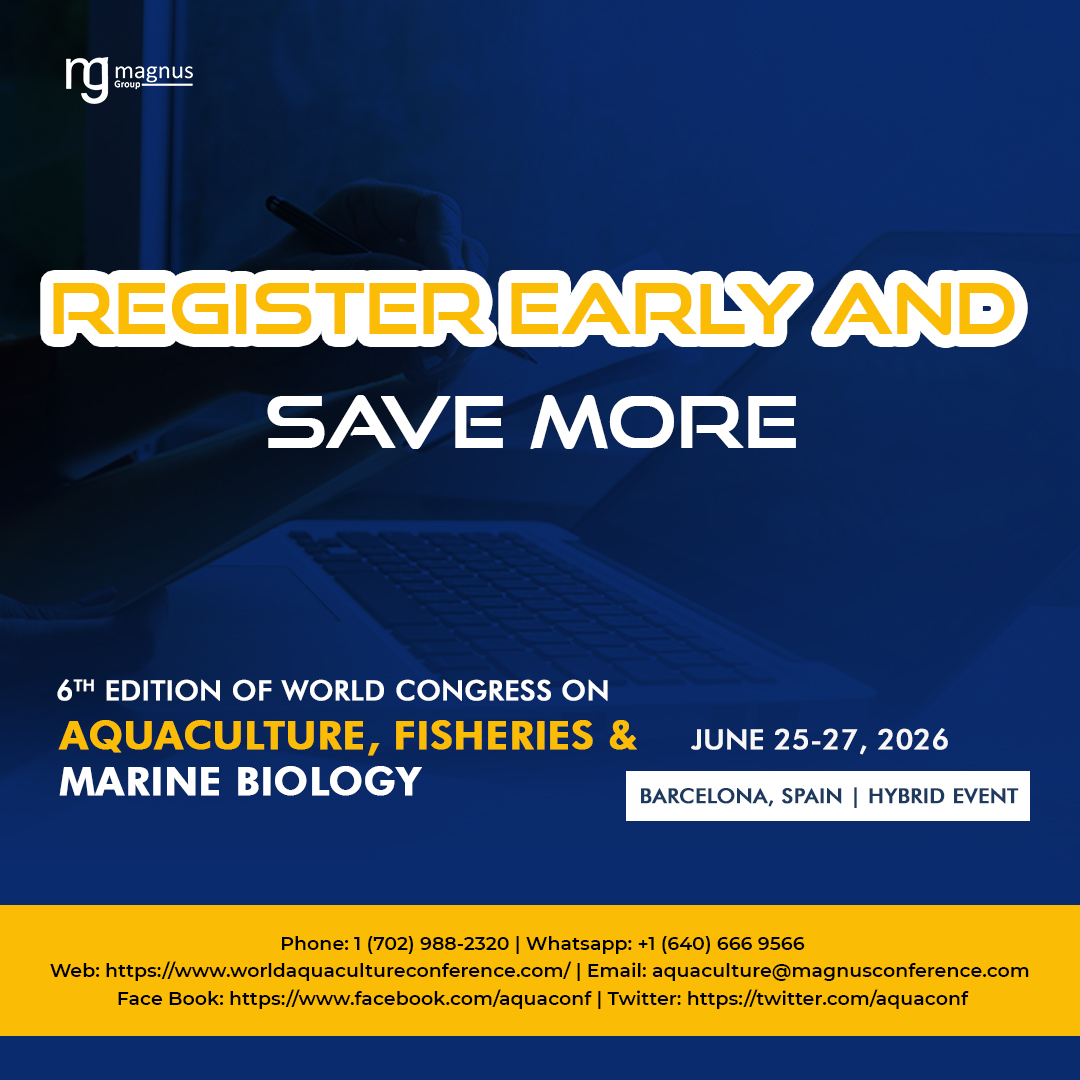 aquaconf's tweet photo. 🌍Be part of the global #aquaticscience community at the 6th Edition of @aquaconf, Fisheries & Marine Biology (WAC 2026) organized by @magnus_group
🎟️Register Early and Save More
📅June 25-27, 2026📍Barcelona, Spain | Hybrid event
Website: https://t.co/OdQsTExqis
#Aquacultureconf https://t.co/0z4VYn6Hag