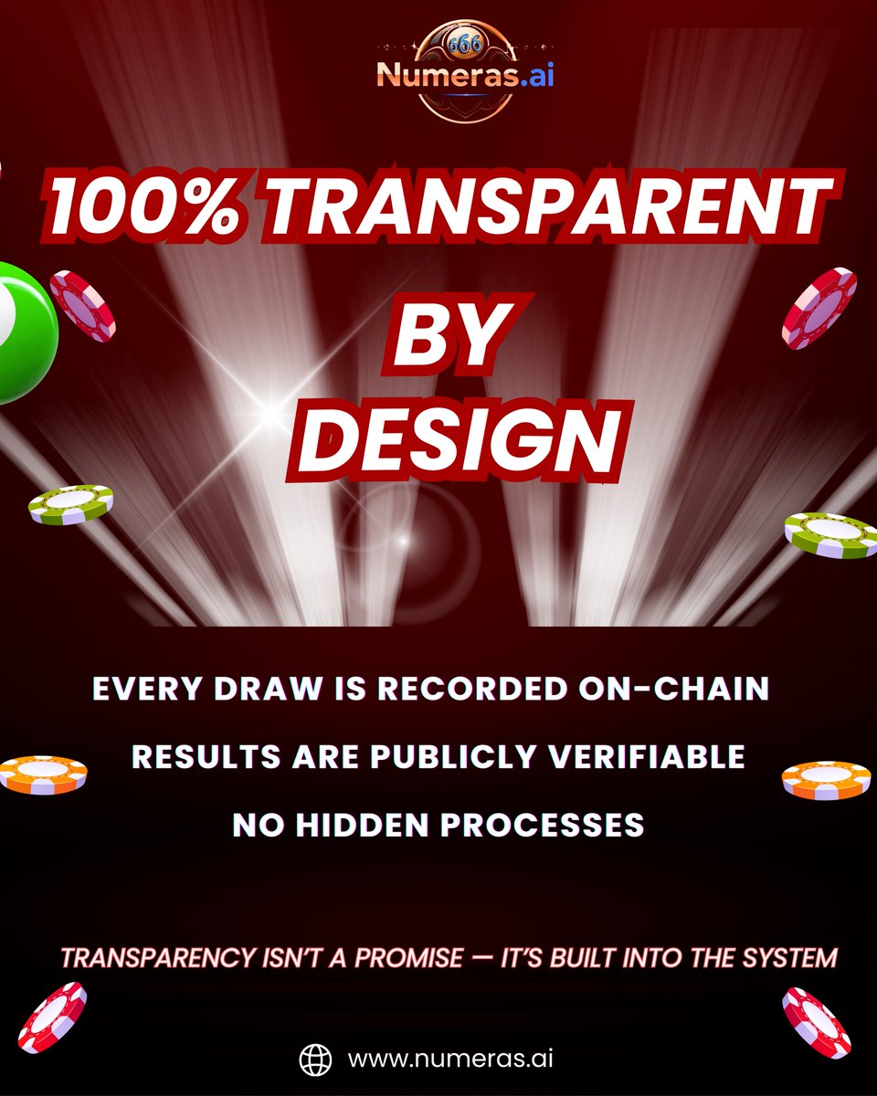 Transparency isn’t about trust.

It’s about systems that can be verified.

On Numeras.ai, every draw is recorded on-chain and can be checked publicly.

No hidden processes.
No blind trust.

Just a system where outcomes are visible by design.

#Blockchain #Web3