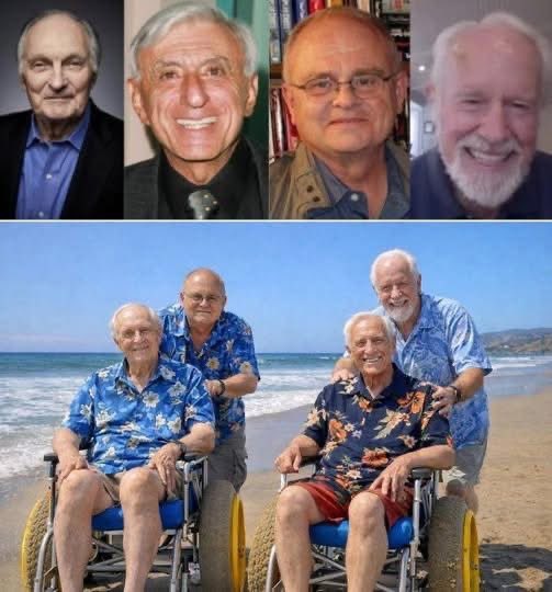 MrPitbull07's tweet image. Four Old Men. Two Wheelchairs. One Beach. Alan Alda’s 90th Birthday

January 28, 2026.

Alan Alda turned 90.

His family planned a safe celebration at home.

Cake. Balloons. Grandkids.

Alan said no.

“I don’t want a party,” he said.

His daughter frowned.

“Dad… you’re turning…