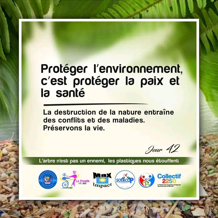 #Protéger l’environnement, c’est protéger #la paix et la #santé.   La #destruction de la #nature entraîne des #conflits et des #maladies.  #Préservons la vie.  

#LArbreNEstPasUnEnnemi, #LesPlastiquesNousEtouffent
