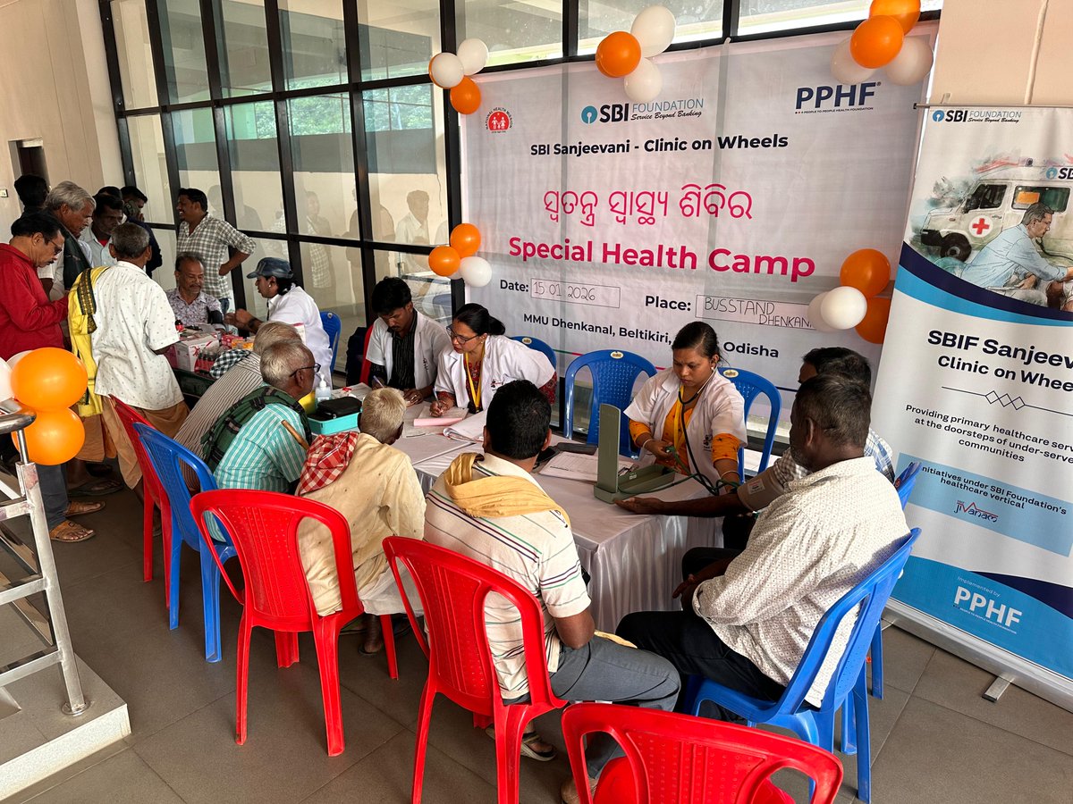 PPHF_Global's tweet photo. Under the SBI Sanjeevani – Clinic on Wheels project, implemented by @PPHF_Global with CSR support from @SBI_FOUNDATION , a Special Health Camp & a Swachh Bharat Abhiyaan Awareness Camp were successfully organized on 15 & 16 January 2026 at Dhenkanal. #PPHF #SBIfoundation https://t.co/mqzh0aAaza