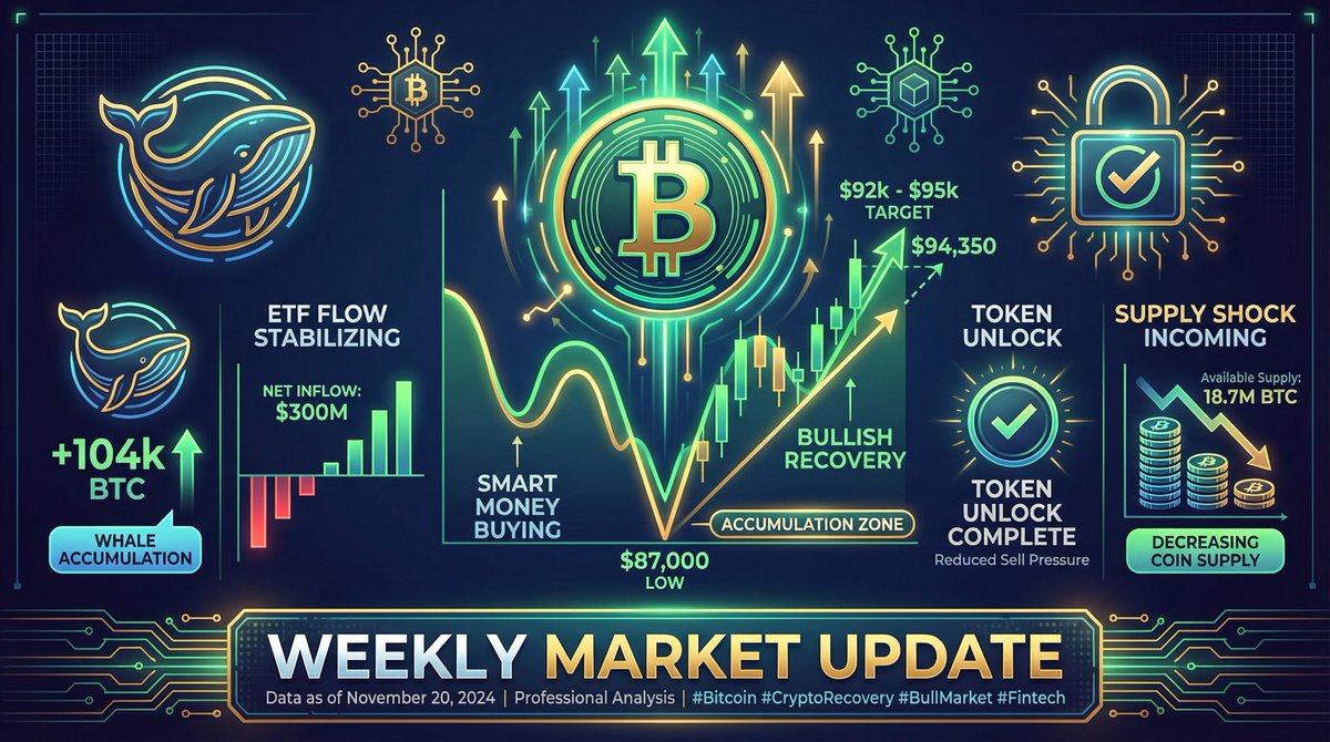 xnpcsolana's tweet photo. Blood on the streets, but are the tides turning? A brutal week for Bitcoin, but the data tells a story of quiet accumulation.

📉 THE BAD:

•$BTC hit 2026 lows (~87k)
•Fear & Greed Index at 30 (FEAR)
•Massive #ETF outflows of 1.3B+ early week

📈 THE GOOD (Bullish Divergence):

•Liquidations down 47% - leverage flushed
•ETF outflows stabilized, small inflows Friday
•Whales BUYING: Strategy added 2,932 BTC (264M). Wallets with 1k+ BTC added 104k BTC this week!
•BTC leaving exchanges (3.8k moved off)

$xNPCS prediction: Sell-off looks exhausted. With leverage gone and smart money accumulating, a relief rally to test $92k-95k resistance seems likely soon.

This brings us to $xNPCS. The FINAL token unlock is now COMPLETE. 100% of supply is circulating. No more sell pressure from unlocks, ever. This is a massive de-risking event as the market macro-bottoms. Supply shock is imminent.

Get ready.