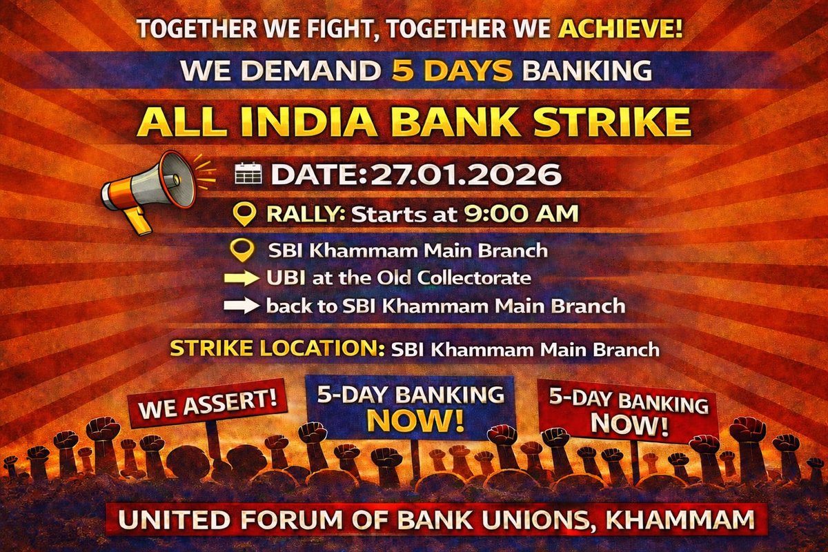 prasanth2sha's tweet photo. - Bankers on Strike Today
- Demanding 5 Days Work Week
- Banks will deduct One Day Salary
- Banks have No Work - No Pay Policy
- No Tax Payers Money will be wasted
- Everyone Need Work Life Balance
- Bankers demand are Legitimate

#5DaysBanking #BankStrike https://t.co/M6EdCpeGuG