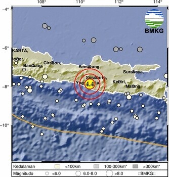 Info Gempa Mag:4.4, 27-Jan-2026 13:15:32 WIB, Lok: 7.87 LS - 110.49 BT, 16 km Timur BANTUL-DIY, Kedlmn: 11 km ::BMKG
Disclaimer: Informasi ini mengutamakan kecepatan, sehingga hasil pengolahan data belum stabil dan bisa berubah seiring kelengkapan data