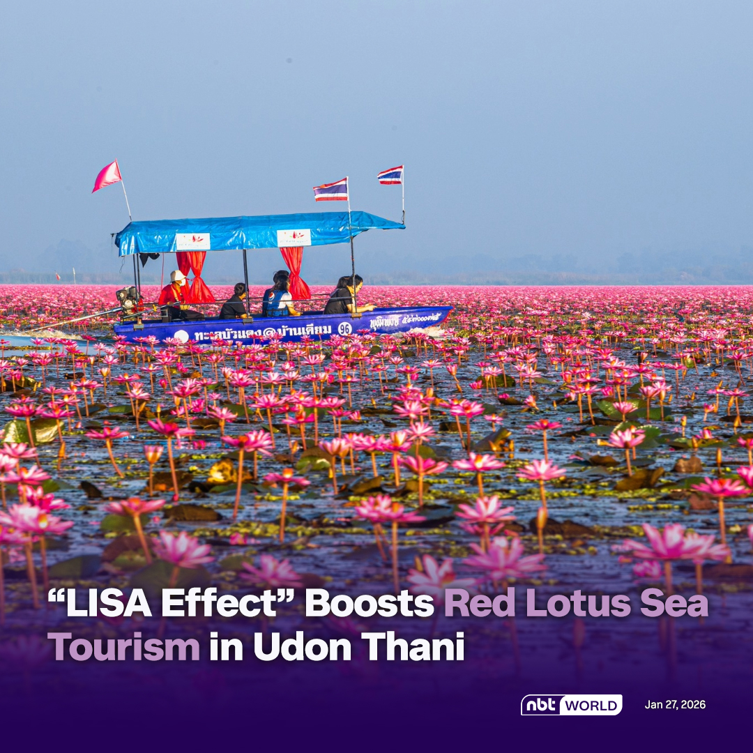 NBTWORLDNews's tweet photo. The Amazing Thailand x LISA campaign has sparked a tourism surge at Udon Thani’s Red Lotus Sea.
Read more: https://t.co/fW8KJuNgLB
#AmazingThailand #LISAEffect #RedLotusSea #UdonThani #NBTWorld https://t.co/yRWgXwgEDd