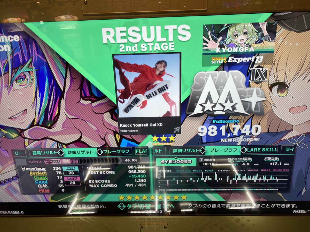 今日のDDRスコア更新②】 smiling passionレベル12 94万→98万3千 lose