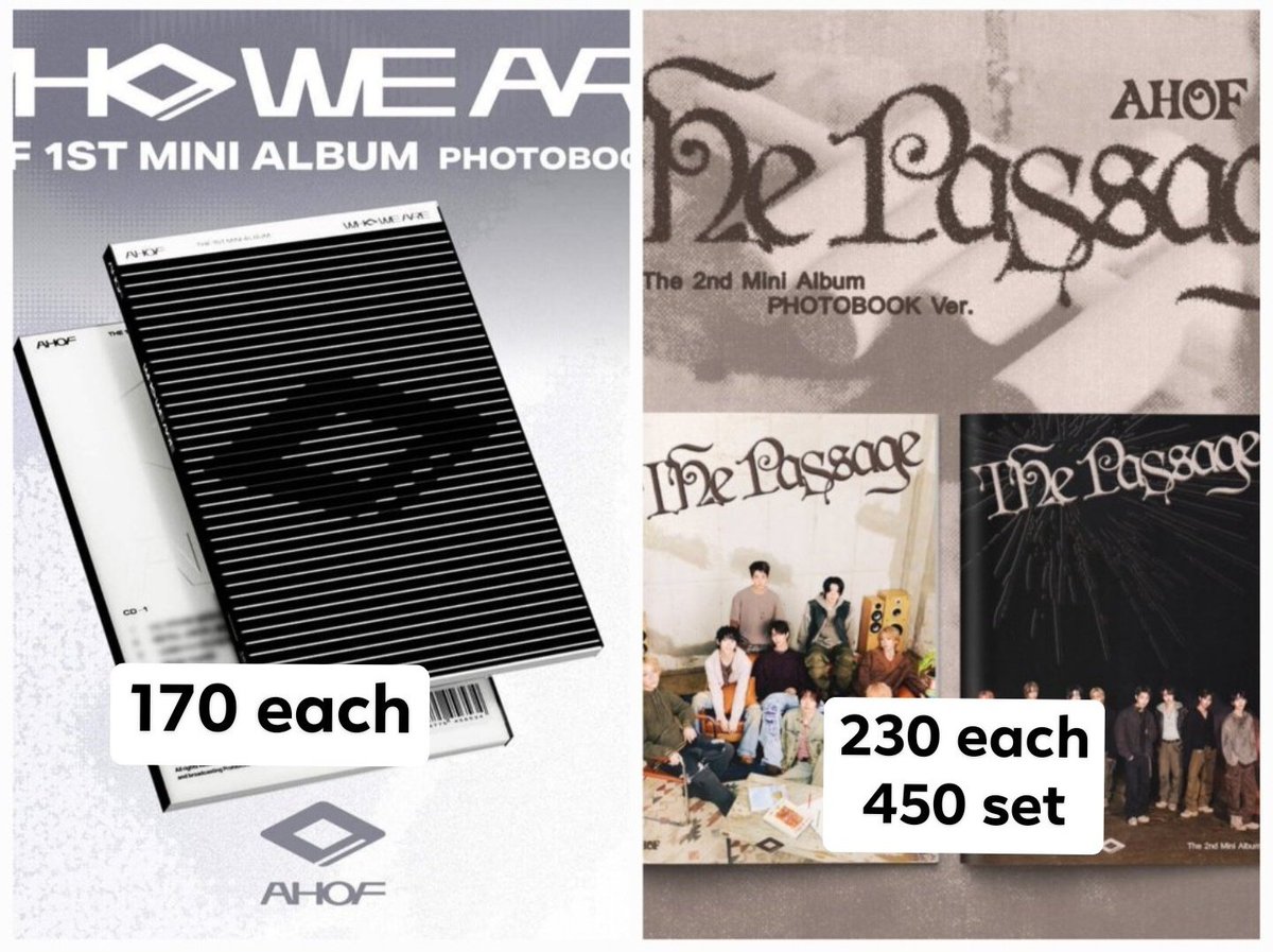 I have few extras po for DISCOUNTED SEALED AHOF ALBUMS

Can buy until today na lang po

WWA - 4pcs left
The Passage - 5 sets / 10pcs

💰: See pictures
📌: BOX 35 or 36
📍: ETA: end FEB - end MARCH (must be willing to wait only!)
MOD: Scö 

-----
DOP: FEBRUARY 1
-----

Mine + Name