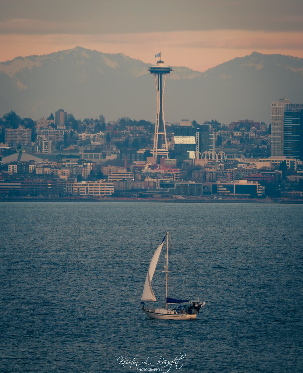 Sailing by the Space Needle at sunset tonight.
