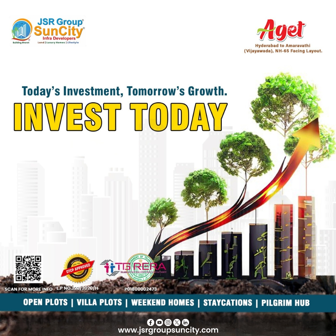 jsrgroup2's tweet image. Today’s investment shapes tomorrow’s success 🌱
Aget Venture by JSR Group SunCity offers DTCP &amp;amp; TS RERA-approved open &amp;amp; villa plots on Hyderabad–Vijayawada NH-65, Peddakaparthy. Smart location, strong growth, long-term value. Invest today, grow tomorrow
#NH65  #OpenPlots #Plots