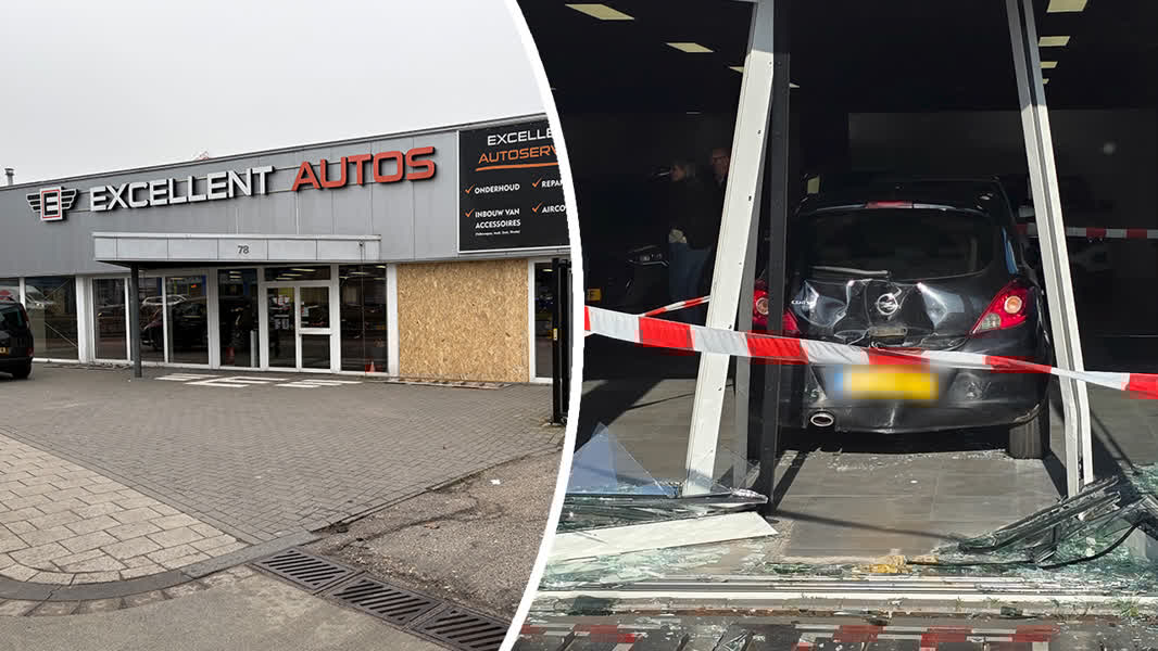 Showroomeigenaar geschrokken na binnenrijden auto