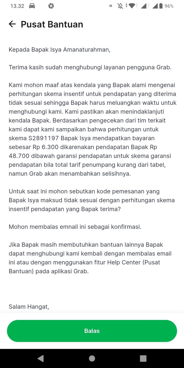 isyaaman's tweet photo. @GrabID Nunggu jawaban 14 hari lebih. Jawaban masih sama kaya tim ngga paham apa yang terjadi. Harus tanya kemana biar insentif yg selisih ini bisa d perbaiki. Jujur kecewa ama yg katanya tim ngecek padahal cuman jawaban sama https://t.co/Mr44ClbaU7