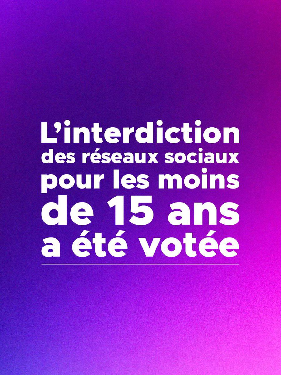 C’est une victoire importante !
L’interdiction des réseaux sociaux pour les moins de 15 ans a été votée a l’Assemblee nationale. Ce texte devra être ensuite examiné au Sénat. 

Porté par mon groupe politique Renaissance, ce texte répond à une réalité que plus personne ne peut