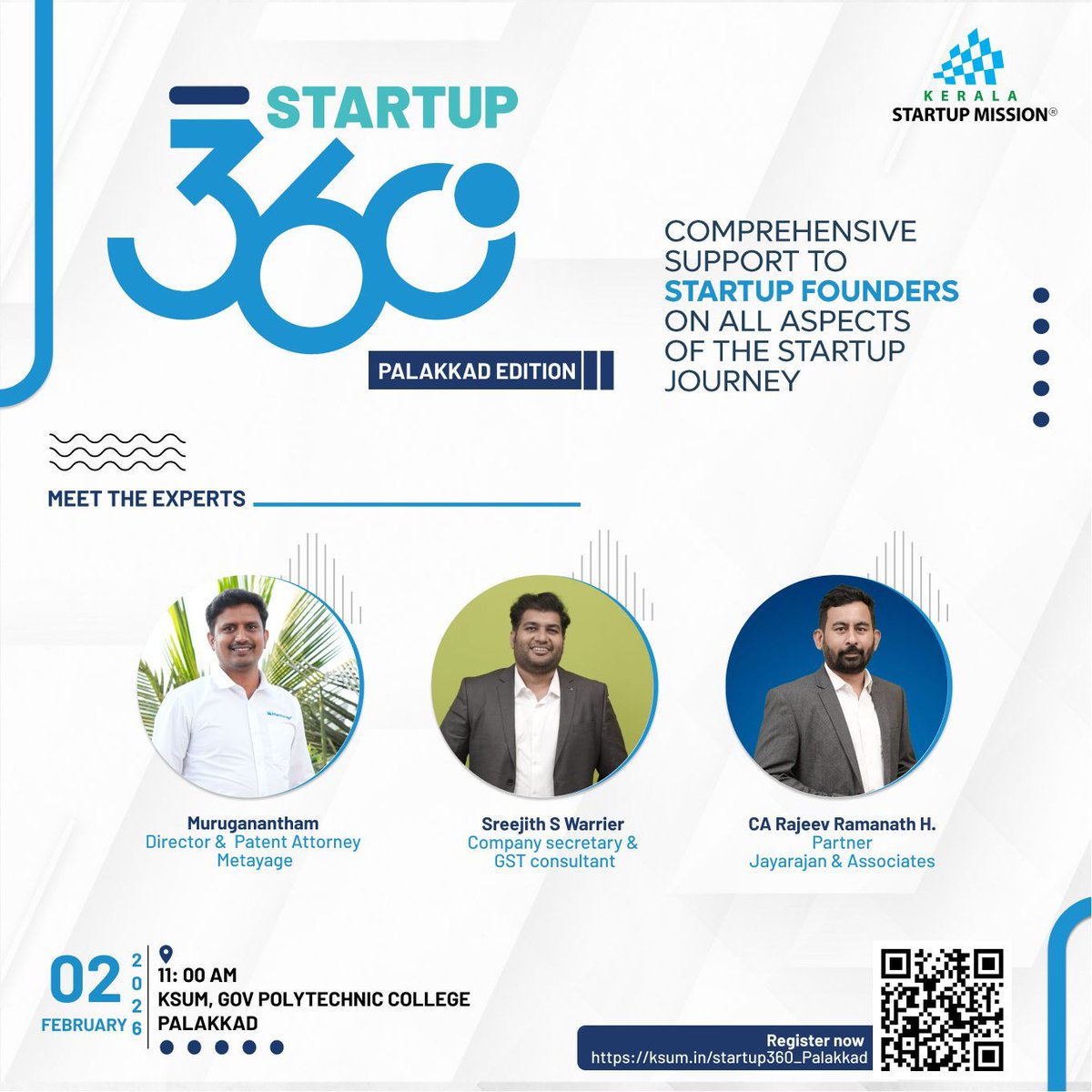 startup_mission's tweet photo. Kerala Startup Mission presents Startup 360 Palakkad Edition, a focused initiative to support startups and early stage entrepreneurs.
📅 Date: 02 February 2026
📍 Venue: KSUM, Govt Polytechnic College, Palakkad
🔗 Register Now: https://t.co/1dX1oDuMf4
#Startup360 #KSUM https://t.co/kI1xQoQorj