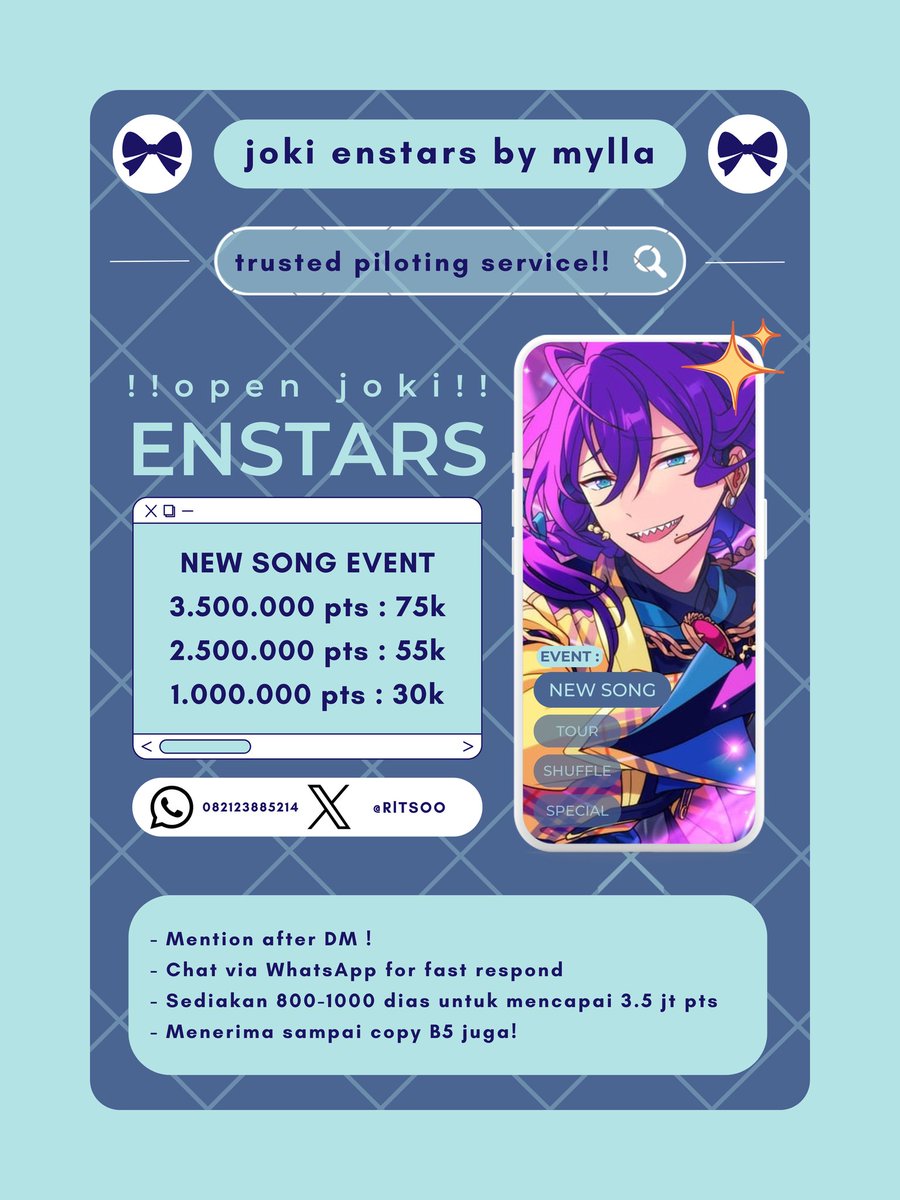 (RT/Shares are appreciated, thank you!)

Haloo! Aku udah buka slot buat joki event Alkaloid! Yang mau ngejar Mayoi yuk bisa banget aku bantu, DM ke akun ini atau ke FB aku (namanya Lith) yaa! Limited slot!!