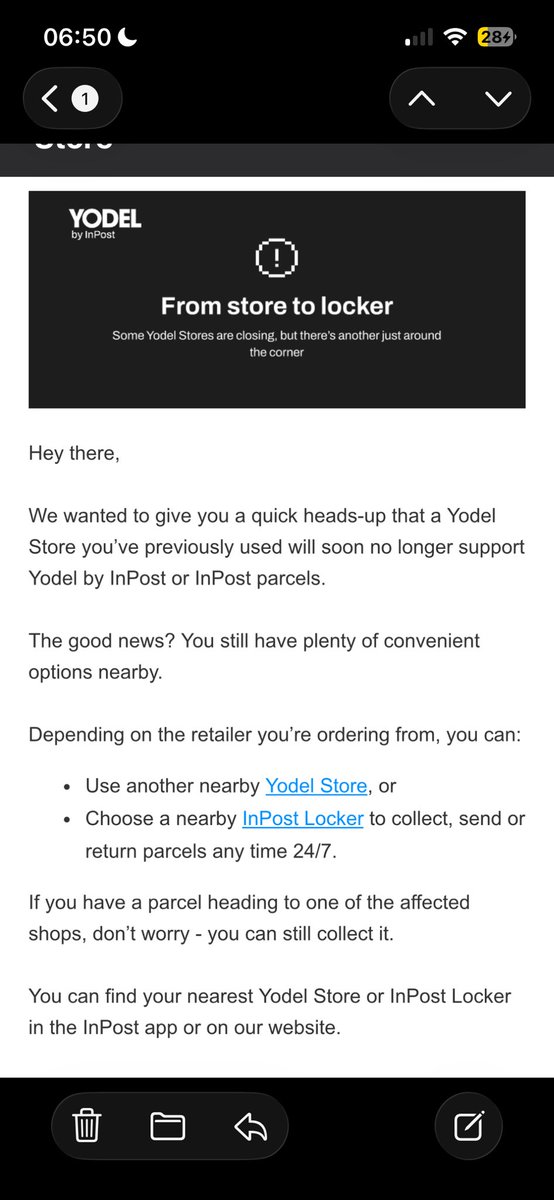 ClaireBentley81's tweet photo. @YodelSupportUK thanks for a heads up but which store are you talking about??? Your email basically told me nothing!! https://t.co/Ck07iYocpn