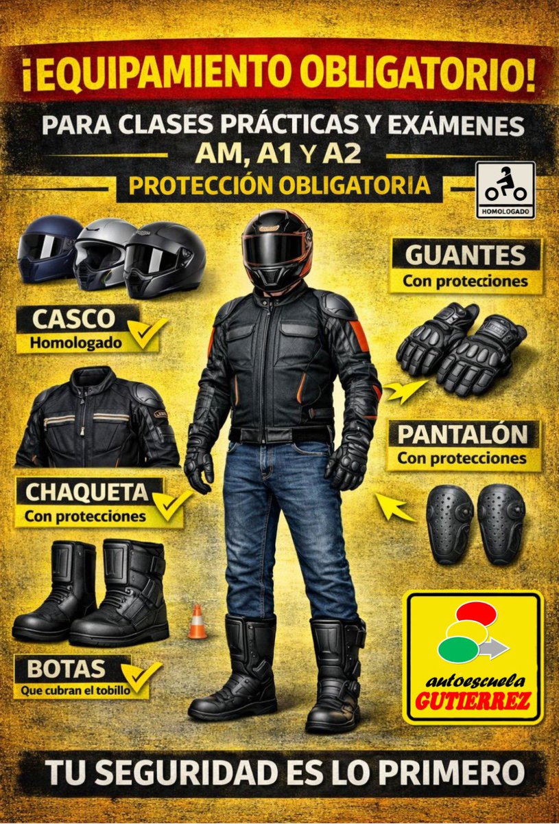 AEGUTIERREZ's tweet photo. Equipación para tu permiso de MOTOCICLETA
El conductor no nace
En AUTOESCUELA GUTIÉRREZ
Se hace
🚲 🛵 🚖 🚌🚦

🚖En TEORÍA es PRACTICA🚖

#Plasencia
#Caceres
#Extremadura
#Ahigal
#Ciclomotor
#PermisoAM
#PermisoA1
#PermisoA2
#PermisoMoto
#PermisoA https://t.co/7AE7TScW2v
