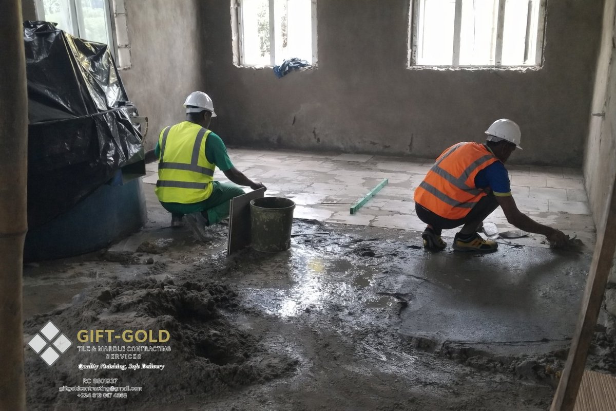 G_G_tile_marble's tweet photo. Gift-Gold Tile And Marble Contracting Services is delivering exceptional finishing works under the World Bank–sponsored OGSTEP project. Anticipate the final finishing view. Trust in our quality-driven expertise. #worldbankprojects #WorldBankAfrica #tileinstallation #ogstep https://t.co/tzE4HGyZpu