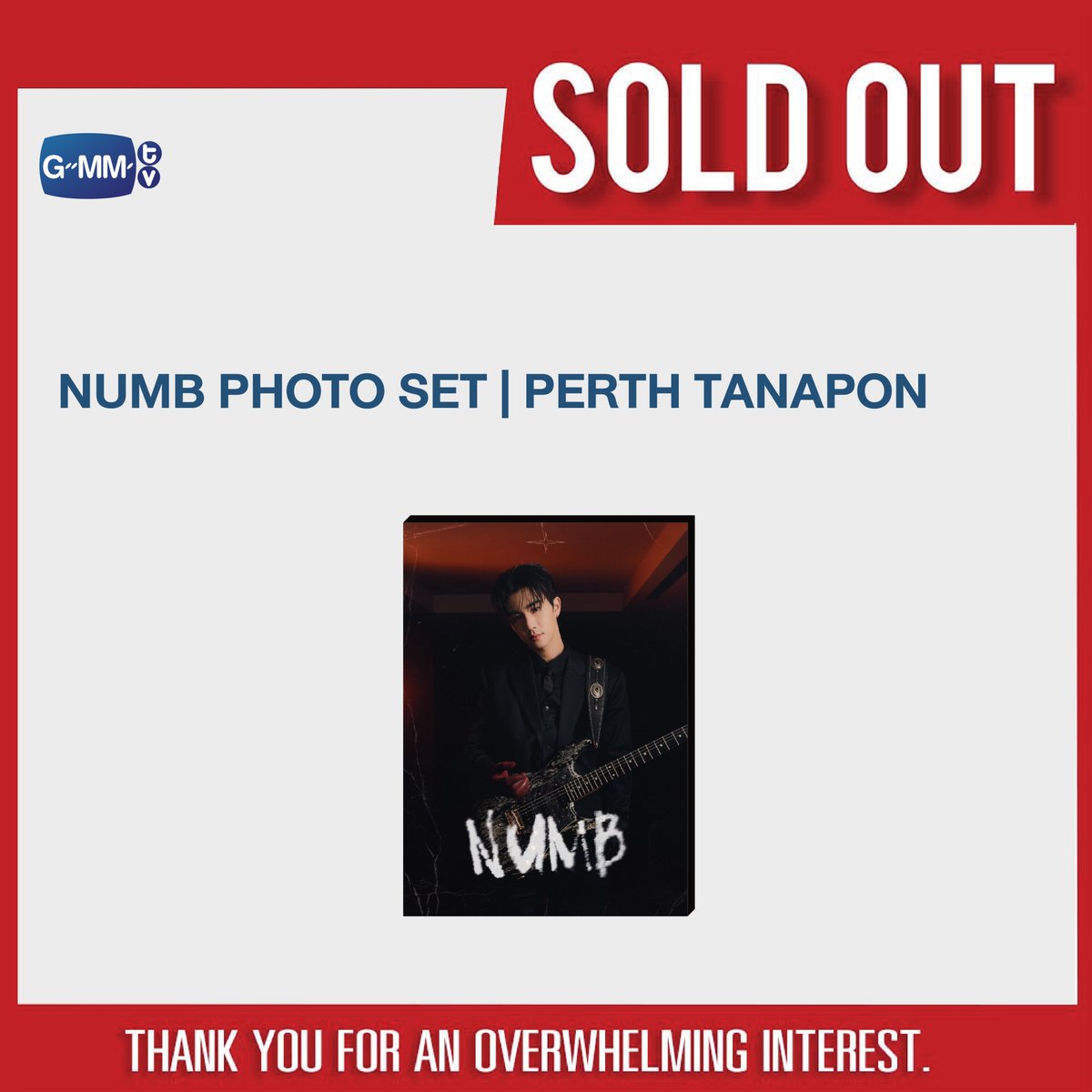 SOLD OUT! 🎉

🙏🏻 Thank you for an overwhelming interest in NUMB PHOTO SET | PERTH TANAPON.

#Numb_PERTHftPaperPlanesMV
#PerthTanapon
#RISERMUSIC
#GMMTV