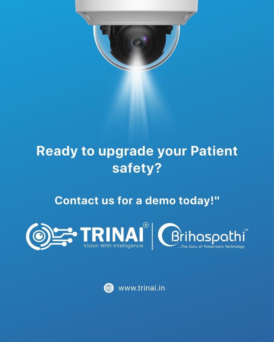 trinai_official's tweet photo. Enhancing hospital safety with Intelligent Patient Monitoring
- Continuous room surveillance
- Fall detection
Call: +91 98858 88835
Mail: trinai@brihaspathi.com
Visit: https://t.co/gV9L4qmLMv
#SmartSurveillance #HospitalSafety #PatientMonitoring #Trinai https://t.co/VQyGyyFtFB