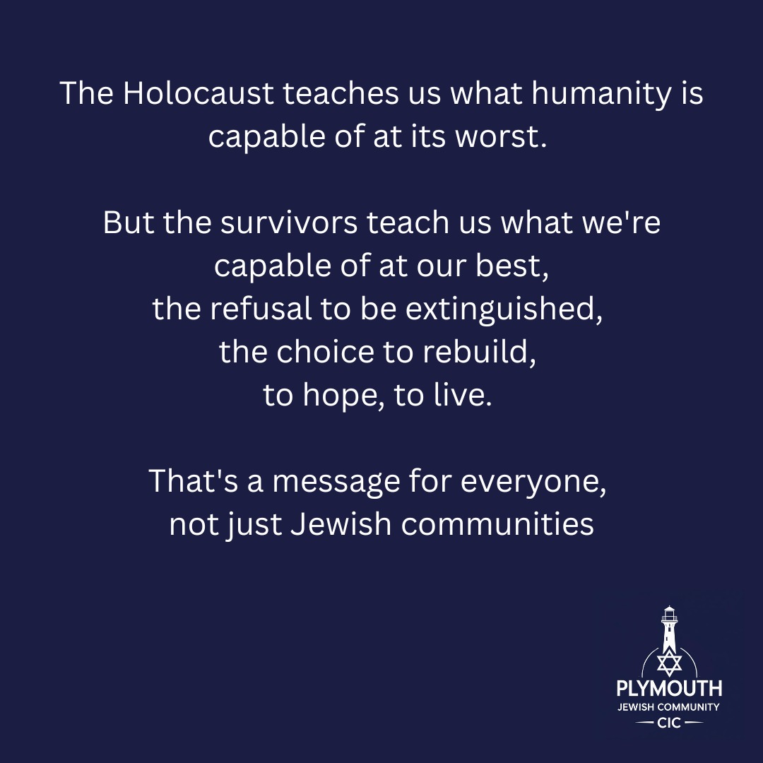 PlymouthC924's tweet image. Today is Holocaust Memorial Day.

The Holocaust teaches us what humanity is capable of at its worst. 

We remember. We learn. We carry their light forward.

#HolocaustMemorialDay #NeverForget #plymouth

@HMD_UK