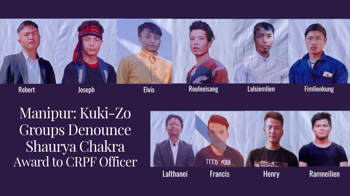Manipur’s Kuki-Zo groups have condemned the gallantry award given to a CRPF officer, alleging his role in the ‘extrajudicial killing’ of 10 ‘village volunteers’ in Jiribam in November 2024. Autopsy findings had reportedly challenged the official account. (Link in a comment)
